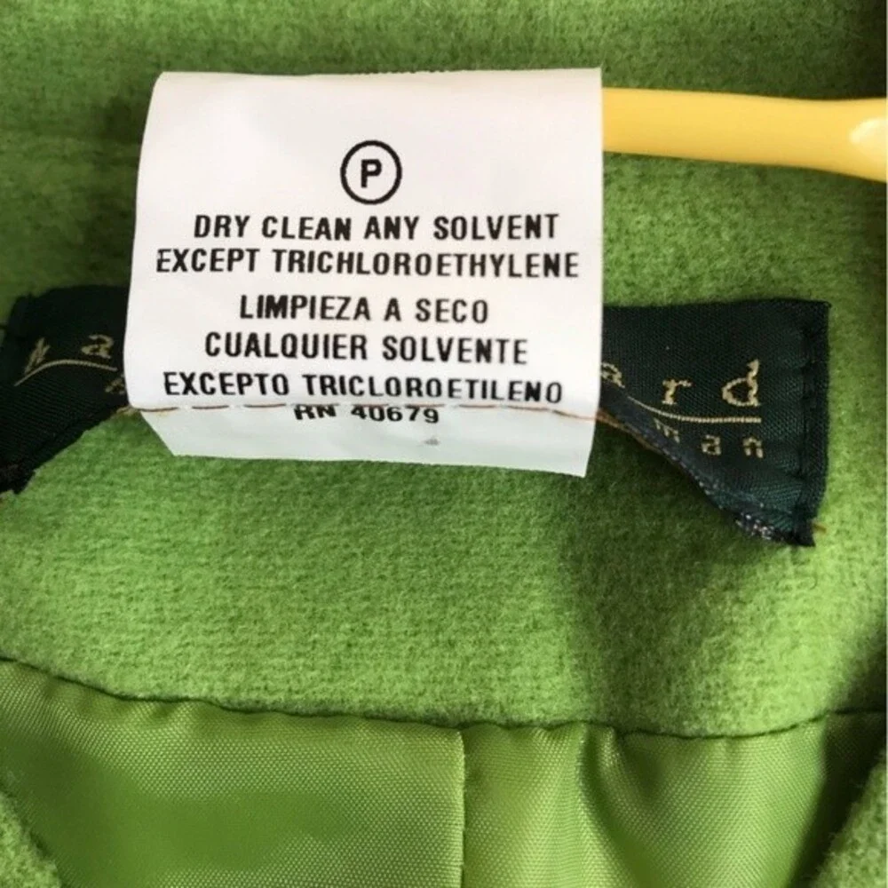 Harve Benard Wool Cashmere Blend Zip Front Short Green Jacket Womens Size 14